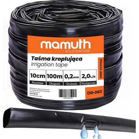 Tuyau d'arrosage goutte à goutte 100m – Débit 1l/h – Distance entre goutteurs 10cm – Pour cultures de fruits et légumes
