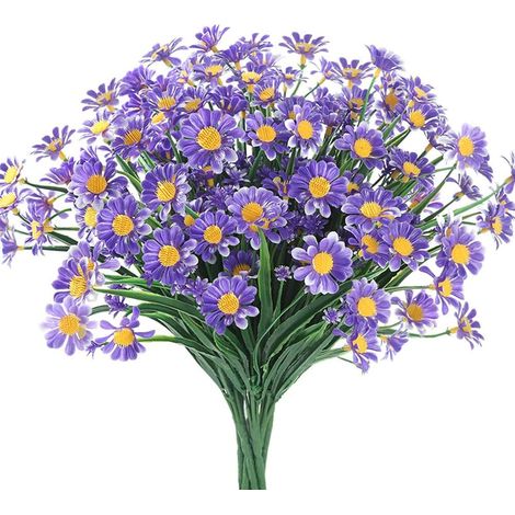 Daisy - Artificial Flowers - Outdoor Indoor Decor - UV Resistant Plastic - 7 Stem Bouquet - Yellow Petals Green Foliage - Pack of 6 (1/5)