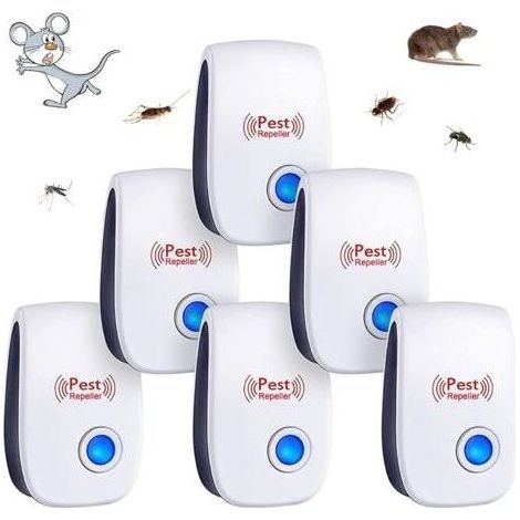 6pcs Répulsif à Ultrason Antiparasitaire, Intérieur, Appareil Anti Moustique/Souris/Cafards/Rongeurs/Fourmis/Araignées/Insectes AIPERQ (1/4)