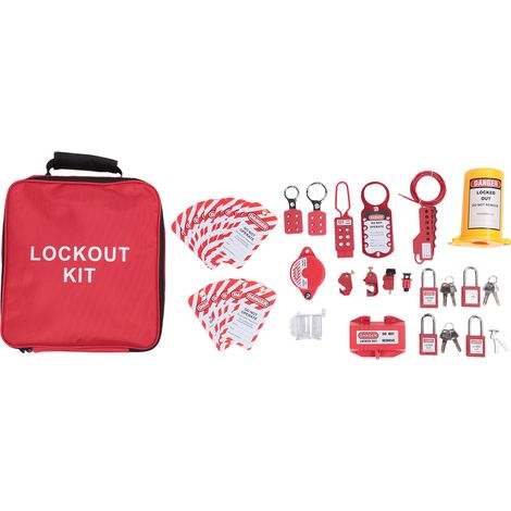 Kit de verrouillage et d'étiquetage, disjoncteur, verrous, étiquettes suspendues, boucles et jeu de clés pour système de sécurité électrique industriel (1/5)