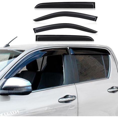 Windabweiser für Toyota Hilux 2015-2025 Doppelkabine Rauch Schwarz (1/5)