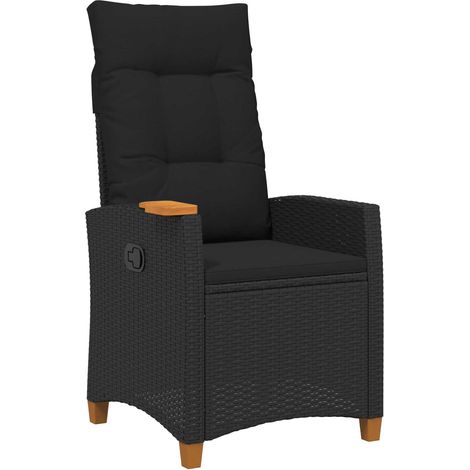Liegestuhl mit Teeteller Schwarz 62 x 64 x 112 cm Poly-Rattan vidaXL
