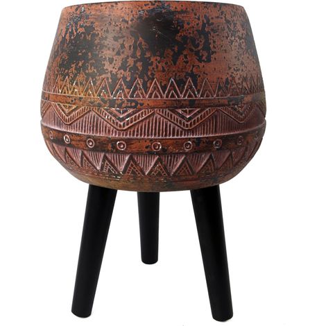44cm x 30cm Large Zaturn Planter Brown / Black with Legs Large (1/4)