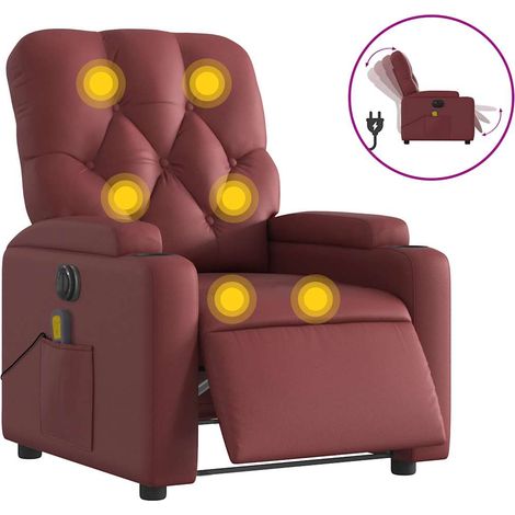 Maison Exclusive - Massagesessel Elektrisch Weinrot Kunstleder