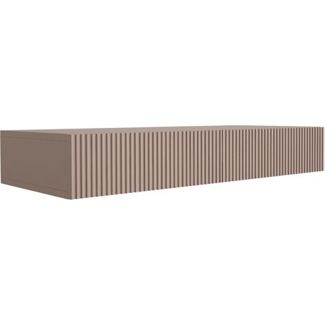 Coiffeuse suspendue avec deu× tiroirs, façade rainurée - Couleur : brun caramel, 100 × 40 × 16 cm (1/5)