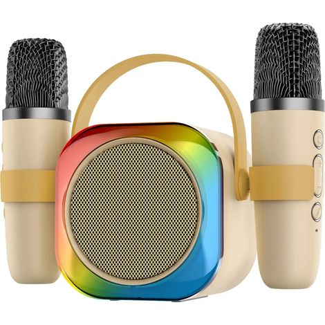 Enceinte Bluetooth T06 avec enregistrement et stockage (blanc cassé) et microphone sans fil (1/5)