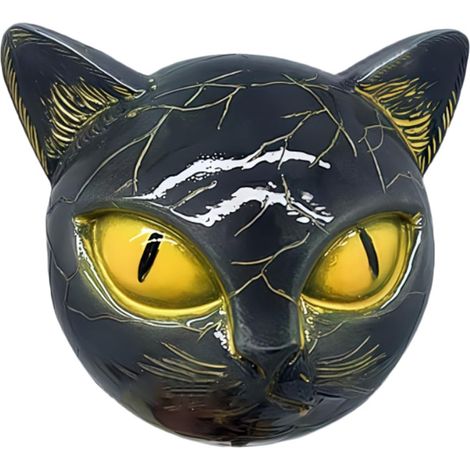 Statues Chat Sculpture De Bureau Gothique Luxueuse Aspect Marbre Aux Yeux Tête De Sculpture Chat Noir En Pierre pour une Décoration Maison Bureau Halloween Yoga Méditation Chambre Étude Bi (1/5)