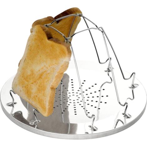 Grille-pain de camping, 4 tranches, étagère à pain pliable pour extérieur, pique-nique, voyage, camping-car, mini grille-pain accessoire de camping pliable en acier inoxydable portable (1/5)