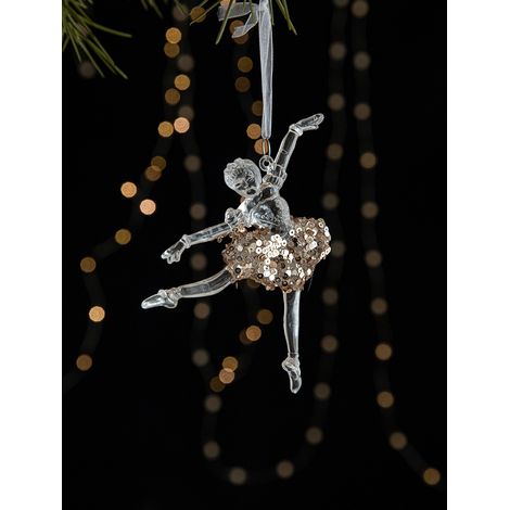 Suspensions de Noël en acrylique transparent à paillettes, ornements flocon de neige pour sapin, décoration festive pour maison, vitrine, fête et ambiance hivernale (1/5)