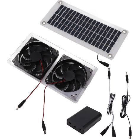 50-Watt-Ventilator-Set mit Solarpanel und doppeltem Luftauslass für Hühnerstall oder Gewächshaus im Freien. (1/5)