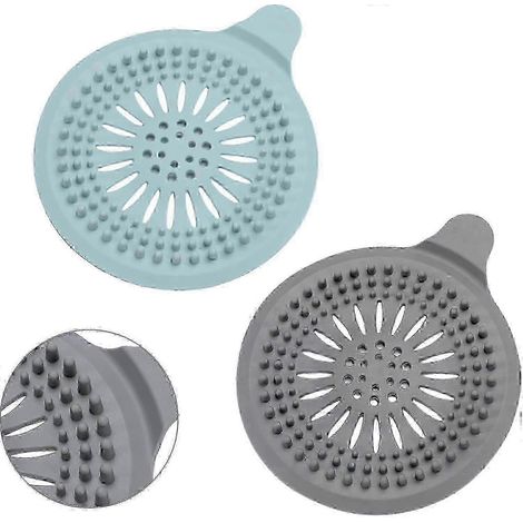 Lot de 2 attrape-cheveux de douche en silicone avec ventouse, filtre de protection pour bonde d'évier, filtre universel pour salle de bain, baignoire et cuisine (bleu + vert) (1/5)