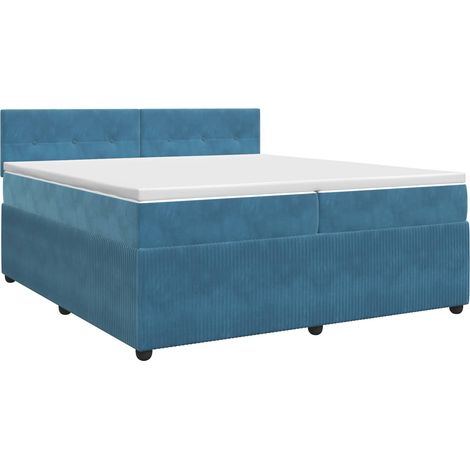 Maison Exclusive - Letto box spring con materasso Blu Scuro 200 x 200 cm Velluto (1/5)