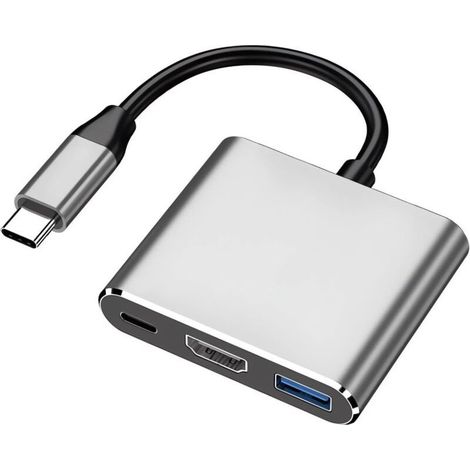 Adaptateur multiport USB C vers HDMI, USB Type-C vers HDMI 4K / USB 3.0 et port de charge rapide USB-C PD, adaptateur AV numérique (compatible Thunderbolt 3) (1/5)