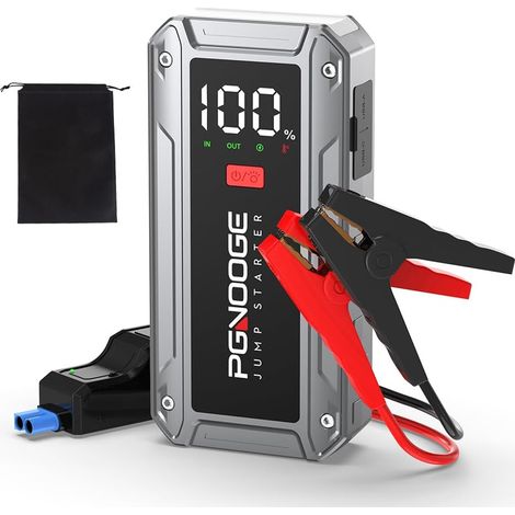 6000A 26800mAh Bosster De Batterie Voiture (Jusqu'à All d'essence / 10 L de Diesel),12V Start Booster Batterie Vehicule avec Bouton De DéMarrage Forcé Et Sortie USB Grand éCran LCD LumièRe (1/5)
