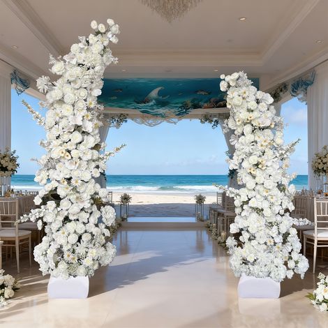 1.5m/2.5m Kit d'arche en ballons dorés courbés, ensemble de support en demi-arche avec socle pour une fête de mariage (1/5)
