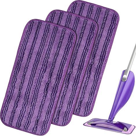 3PCS Lingettes Reutilisable pour Swiffer WetJet Wood, Serpillières en Microfibre Remplacement, Chiffon Rechange pour Swiffer Wet Jet Balai Spray, Tampons de Vadrouille en Microfibre Lavable-Voilet (1/5)