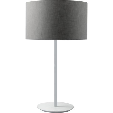 Lampe De Table Vivien White - Abat-Jour Cylindrique Anthracite, Douille E27, Puissance 75W, Ip20, Design Minimal - Rossini (1/5)