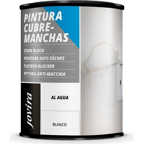 JOVIRA PINTURAS Smacchiatore per grasso, nicotina, fumo, biro, caffè, ecc. per pareti e soffitti. Vernice speciale per coprire in modo permanente le macchie ostinate a base d'acqua. (750 Mililitri) (1/5)