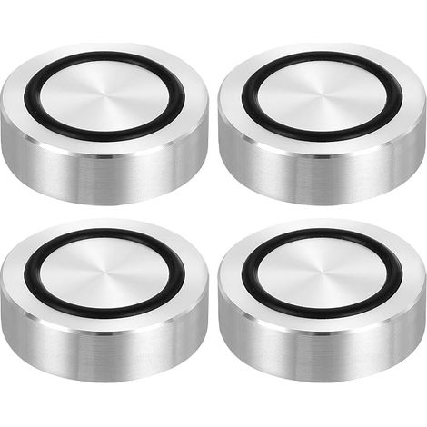 Thread M8 40mm Dia 12mm Thickness Aluminum Circle Disc Adapter Glass Top 4pcs Round Table Foot Pads Solid Aluminum with Non-Slip Rubber Ring (1/5)