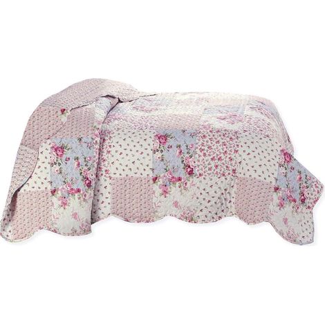 Jeté de lit - Motif roses - Style maison de campagne - Design - 150200cm