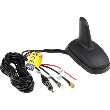 alca® Autoantenne Haiflosse Shark Fin Antenne Aktiv Verstärker AM/FM GPS Universal Radioantenne Dachantenne Gummi Schwarz Wasserdicht Navigation