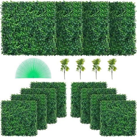 Panneaux de Buis Artificiels 20X20pouce Haie Artificielle Réaliste 12pcs Protection UV Panneaux Muraux de Haie de Buis Construction Solide Frais Faux Feuillage Toile de Fond Décoration Murale (1/5)