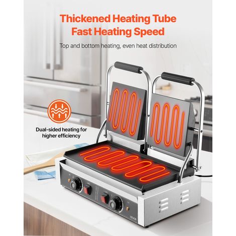 Grill à panini professionnel , appareil à panini électrique 3600 W, double presse à sandwich en acier inoxydable, grill à panini av… (1/5)