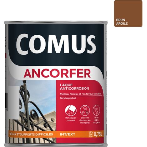 ANCORFER BRILLANT 0.75L Brun argile - Peinture-laque antirouille pour métaux et autres supports - COMUS