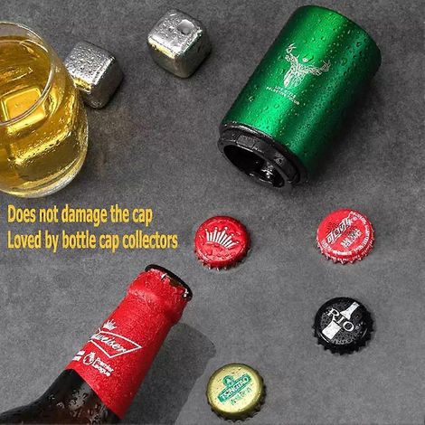 Ouvre-bouteille automatique, ouvre-bouteille magnétique, ouvre-bouteille à bouton-poussoir en acier inoxydable, ouvre-bouteilles pour vin, bière et soda, accessoires de cuisine. (1/5)