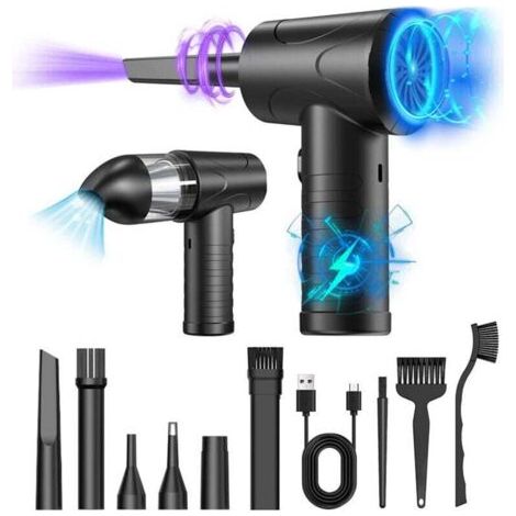 Aspirateur électrique, 3 vitesses 51000 tr/min, souffleur d'air USB rechargeable avec batterie 6000 mAh. Pour laptops, claviers, voitures, bureaux, canapés. (1/4)