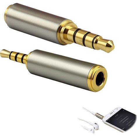 Adaptador de audio de 2 piezas, de 3,5 mm macho a 2,5 mm hembra, adaptador para conector de auriculares, de 2,5 a 3,5 mm, compatible con auriculares y altavoces (1/5)