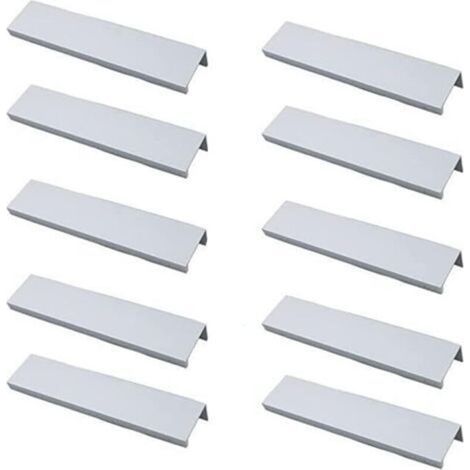 (Blanc)Lot de 10 Poignée Noir Poignée de Meuble Noir- Poignée Invisible Poignee de Meuble Cuisine Noir Poignée Meuble Noir Mat en Alliage d'Aluminium Entraxe 128mm (1/4)