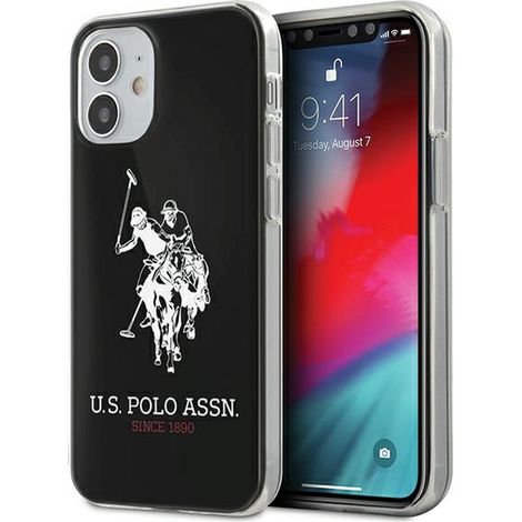 Custodia nera lucida con grande logo US Polo per iPhone 12 mini (1/5)