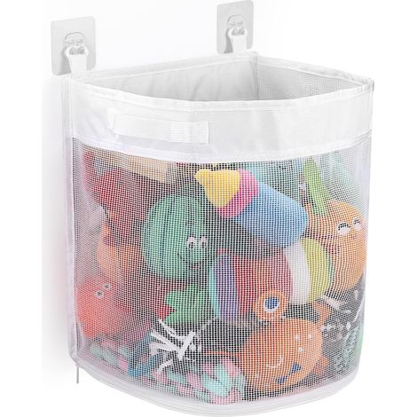 Spielzeug-Organizer fürs Badezimmer, 26,5 × 23,5 × 31 cm, mit 2 Klebehaken, Spielzeugnetz für die Badewanne zum Aufbewahren und Ordnen von Spielzeug (1/5)