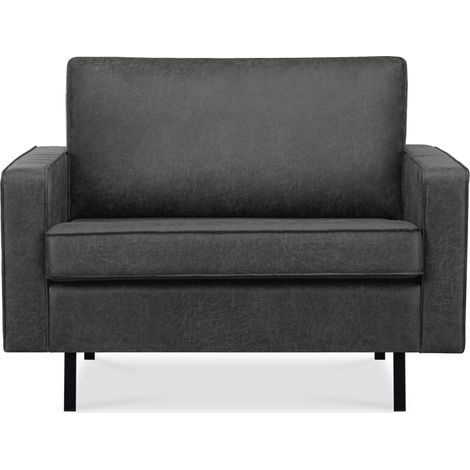 KONSIMO INVIA Großer Loft-Sessel aus Leder und Mikrofaser, dunkelgrau (1/5)