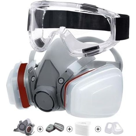 Masques Protection 18 in 1, Masques Peinture, Réutilisable Avec Filtre Anti Poussière,Masque a Gaz Respiratoire avec Filtre pour Pulvérisation,Peinture,Travaux, Produits Chimiques,Bricolage,Ponçage (1/5)