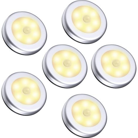 Lampe détecteur mouvement placard 6 LED aimant piles blanc chaud (1/5)