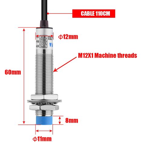 Capteur inductif LJ12A3-4-ZBX NPN DC 6-36V 3 fils M12 pour CNC et impression 3D