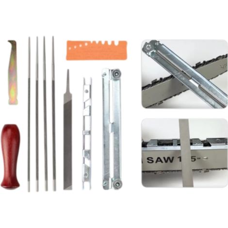 Kit De Limeuses Pour Chaîne De Tronçonneuse - 4 Tailles De Lime Rondes 4 0 mm 4 8 mm 5 2 mm 5 5 mm - Guide De Limage Avec Repères Angulaires - 11 Pièces (1/5)