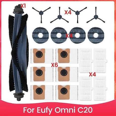 Filtres HEPA, lingettes de nettoyage et sacs à poussière de rechange pour aspirateur Eufy Omni C20 (1/5)