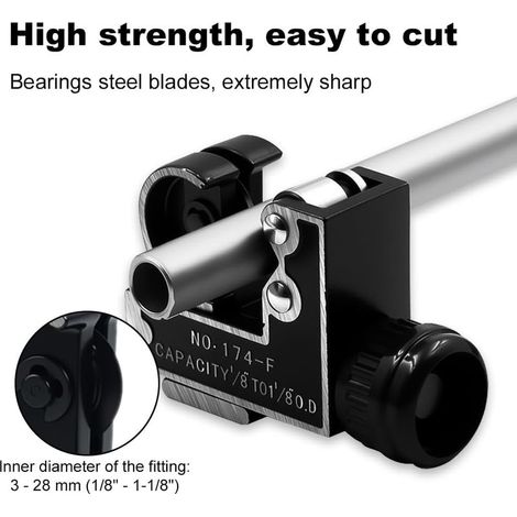 Mini pipe cutter, copper pipe cutter 3-28 mm, double bearing construction, non-slip handle, suitable for cutting soft metal, aluminum and PVC pipes. (1/4)