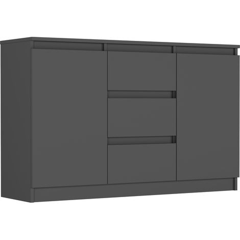 Kommode Anthrazit, 120x33x76 cm - R-120-S3 mit 3 Schubladen (1/5)