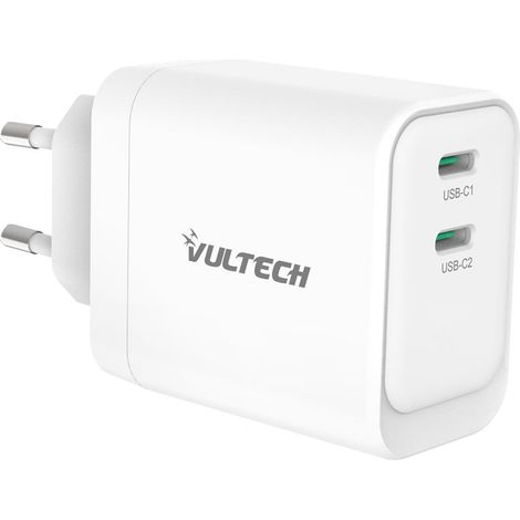 VulTech USB-C-Ladegerät CC45-2C 45W GaN 2 Ports Type-C PD3.0 QC3.0 PPS Weiß (1/5)