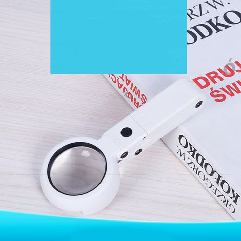 Loupe de poche multifonctionnelle 7x avec support, alimentation externe USB, six lampes LED, double usage batterie USB, idéale pour la lecture des personnes âgées. (1/5)