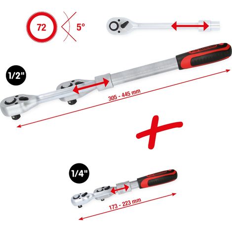 KS Tools 1/4 + 1/2 Teleskop-Umschaltknarren-Satz, 2-tlg (1/4)