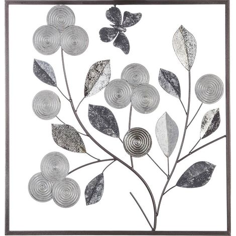 Appendiabiti da parete Floral in argento 50x50cm - Atmosphera créateur d'intérieur