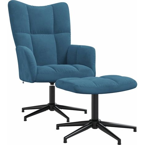 Relaxsessel mit Hocker Blau Samt vidaXL (1/5)