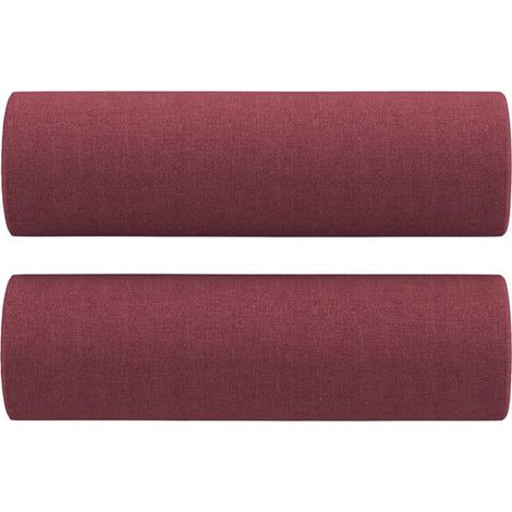 Coussins décoratifs, lot de 2, bordeaux, 15 cm de diamètre, 50 cm de hauteur, en tissu. (1/5)