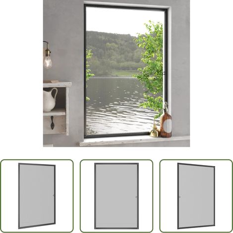 vidaXL Fensterzubehör -  Insektenschutz für Fenster Anthrazit 90x120 cm