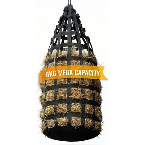 Filet a Foin Cheval Grand,Peut Contenir 6 kg de Foin,6X8cm Portable Grand Filet à Foin pour Chevaux,Moutons,Vaches,Robuste et Durable (45 90cm,Noires)